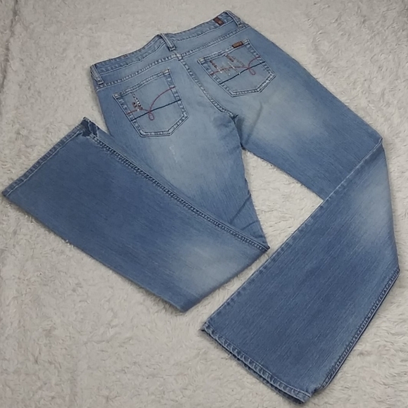 Bongo Vintage Blue Light Wash Five Pocket  Mid Rise Button Zip Boot Cut Jean - Picture 13 of 13